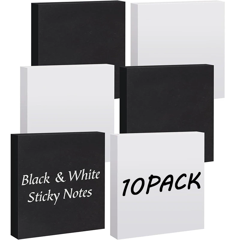 

50 листов, липкие канцелярские принадлежности 76*76 мм, блокнот, Офисная Закладка, Липкие заметки, белые и черные стикеры в блокноте, липкий блокнот для записей