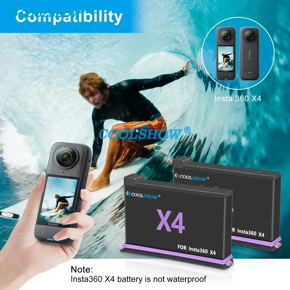 Kit Batterie et Chargeur pour Insta360 X4 - 2500mAh Li-ion