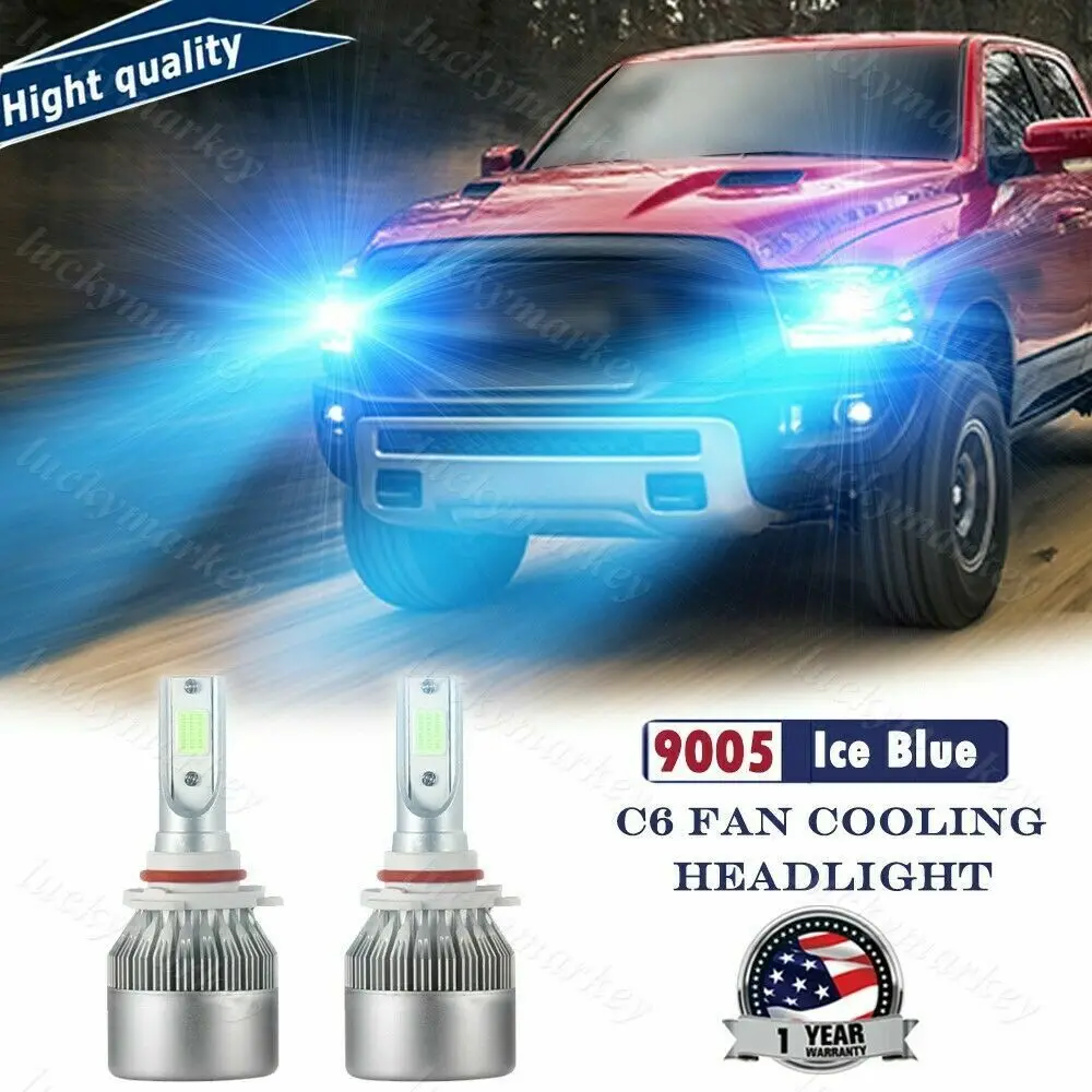 New 2x 36W 9005/HB3 COB LED High Beam Headlight Bulbs For Dodge Ram