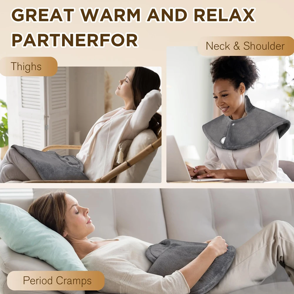 Winter Electric Heating Pad Multi-functional Warm Back Pad 9 Heat Level Soft Hot Compress Back Shawl Neck Shoulder Fast Heat Pad