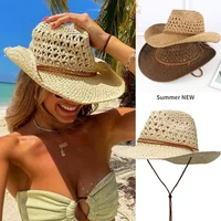 Vintage Western Cowboy Sun Hat Men Women Straw Hat Outdoor Travel  Ethnic Style Gift UV Protection Cap Chapeau Beach Hat