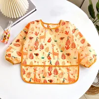 Baby Bibs Cute Colorful Cartoon Waterproof Bib Infant Eating Children Drawing Long Sleeve Apron Self Feeding Baby 0-3 Years 2