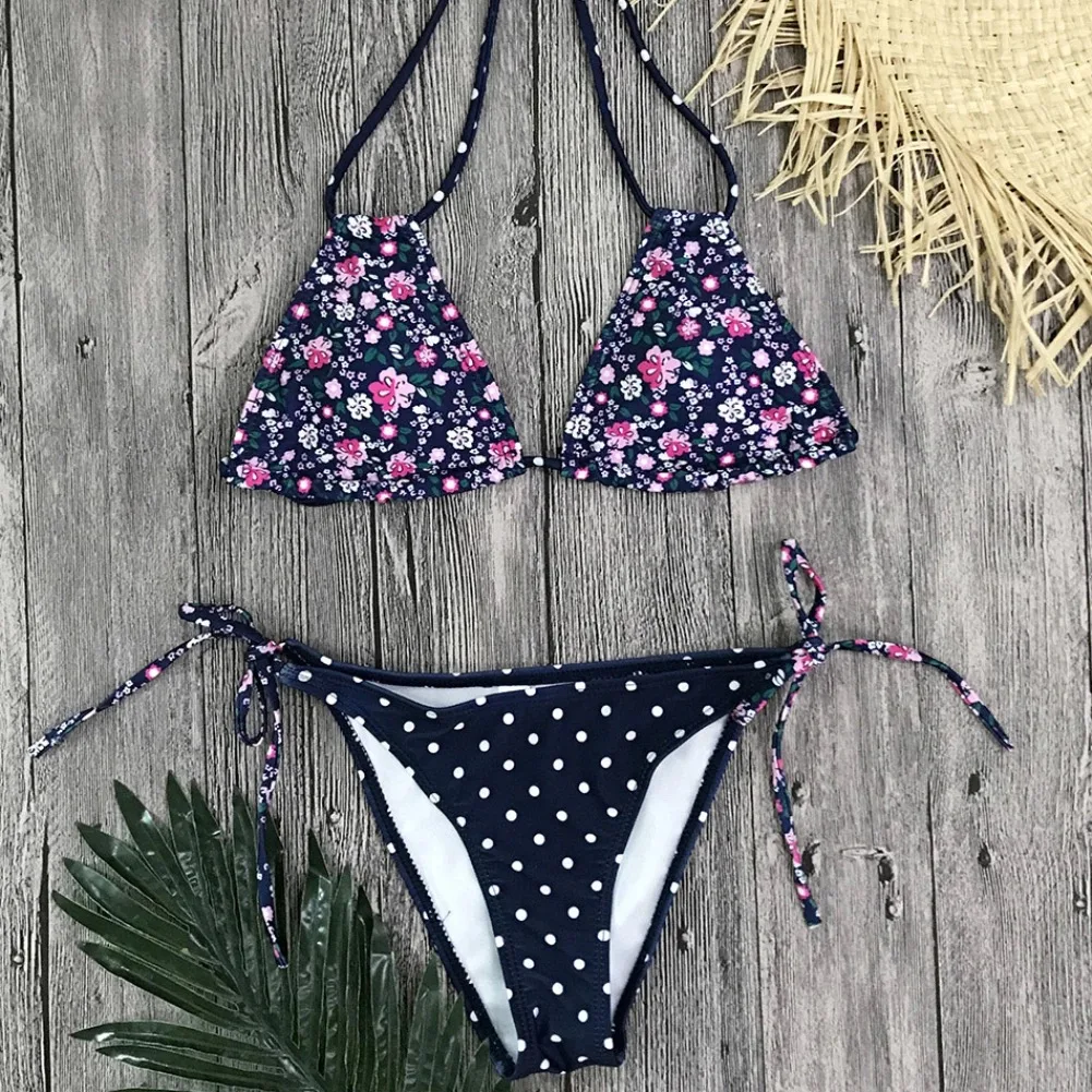 two piece bikini set 2022 New Sexy Swimwear Woman Swimsuit Bikini Push Up Bikini Set Bathing Suit Women Print Floral Beachwear Biquini Two Piece Suit string bikini set Bikini Sets