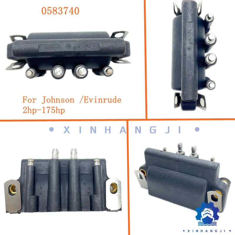 

583740 Dual Plug Wire Ignition Coil For Johnson Evinrude OMC Outboard 2HP-175HP,0583740,583298,879614