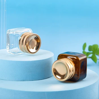 15g Empty Cream Jar Glass Eye Cream Bottle Brown Face Skin Care Mini Cosmetic Container Makeup Travel Portable - Thumbnail 4