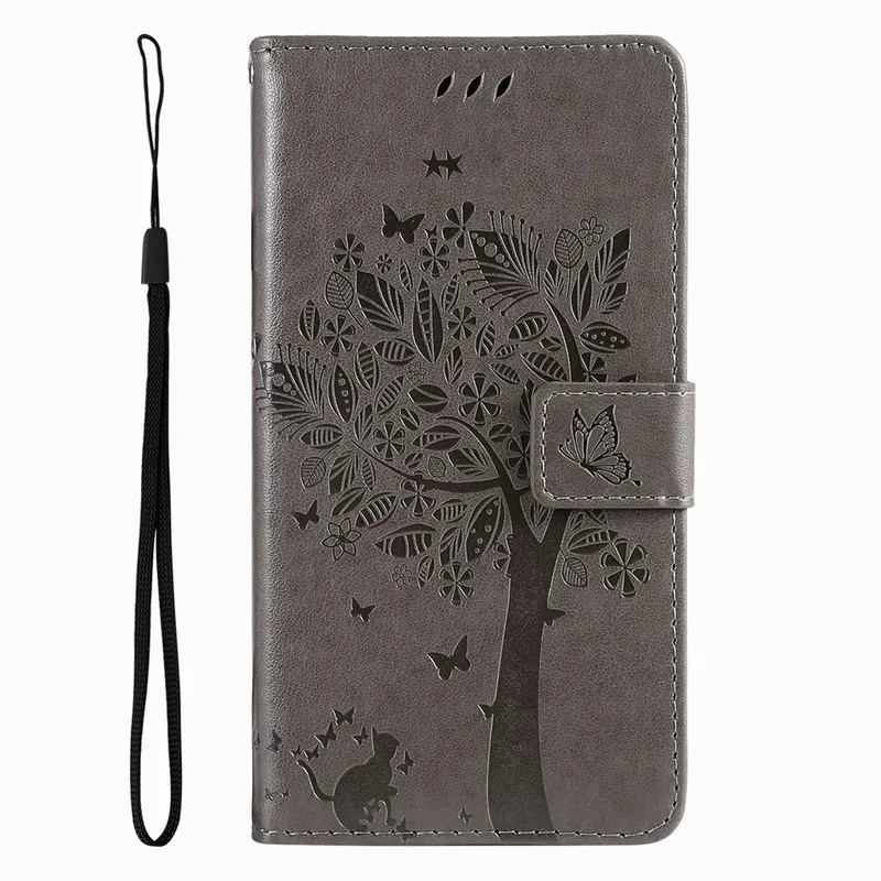 Charming Cat Tree Wallet Case with Card Slots and Protective Cover