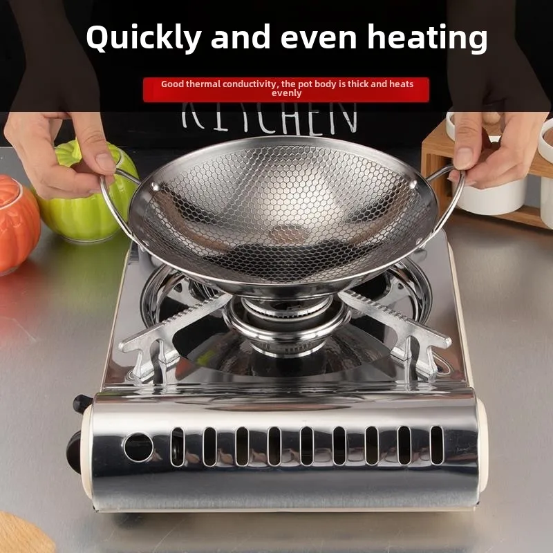 Thickened stainless steel dry pot, commercial pot, small hotpot dry honeycomb non stick bar tripod, household pot
