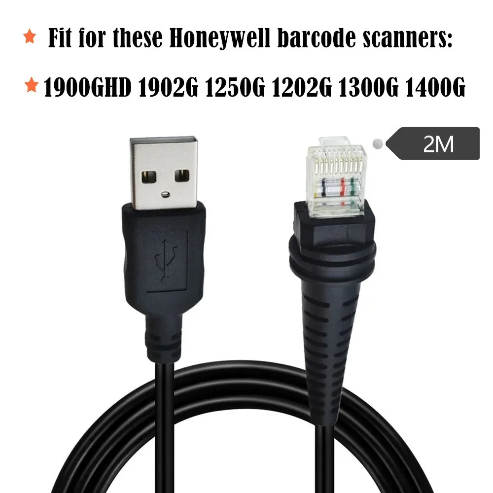 Новинка 2 м 3 м USB-кабель прямой черный сканер кабель для Honeywell 1900G Hyperion 1300G Xenon 1202G 1400G 1450G 1452G