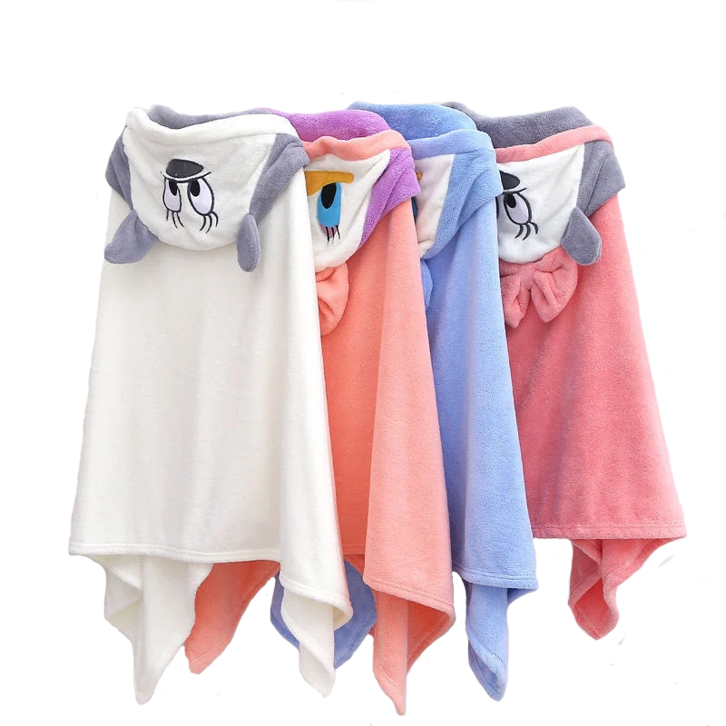 

Детский халат, фланелевая накидка с мультяшным рисунком, для мальчиков и девочек, Сверхмягкий, с капюшоном, спа, бархатный халат, банное полотенце, подарок для будущей мамы