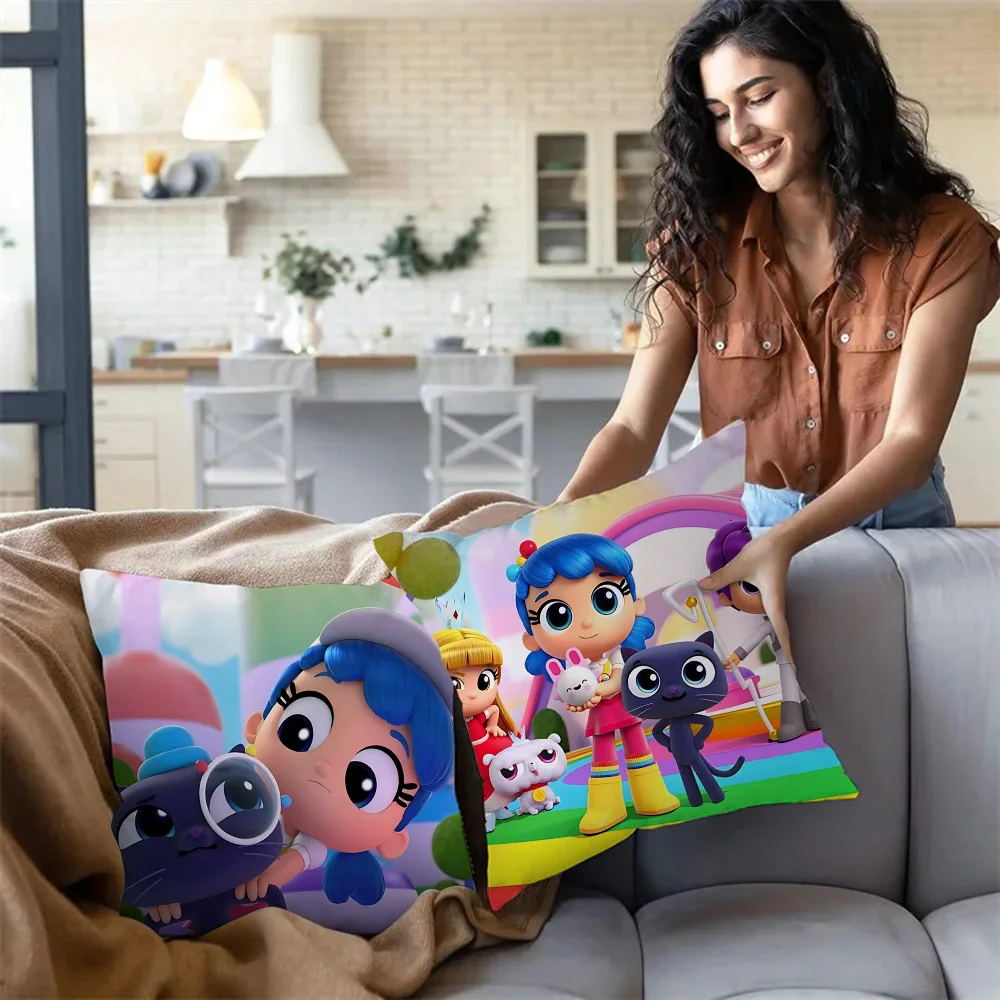 True and The Rainbow Kingdom Pillow Covers Cartoon Sofa Decorative Home Double-sided Printing Short Plush Cute Cushion Cover 3