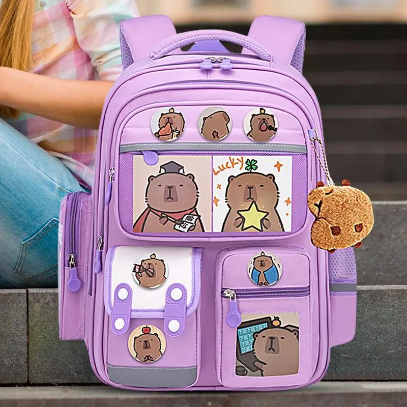 Capybara Backpack Cute Animal Schoolbag Large Capacity Backpack School Supplies Waterproof Bag For Books Stationery
