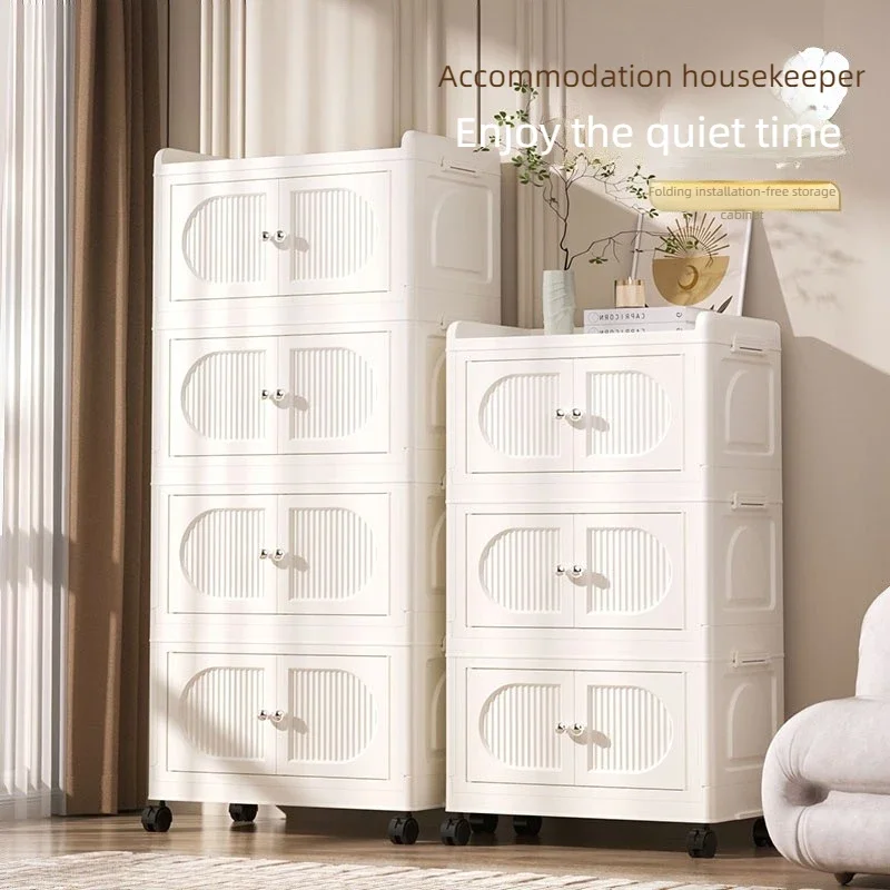 

Многоуровневый складной шкаф для хранения, двухдверный ящик для хранения, прозрачная коробка, полка, домашнее хранение в ванной комнате