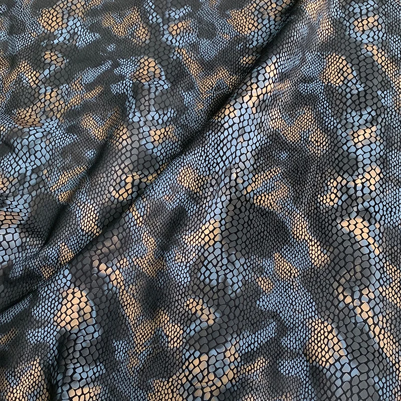 Fashion Black/Blue/Yellow Spotted Snakeskin Plaid Faux Leather Fabric Sewing DIY Design Bag/ Performance Costume Designer