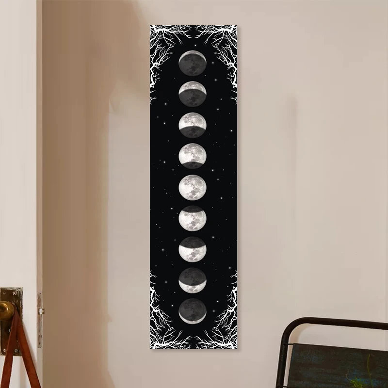 Moon Phase Tapestry Black and White starry sky Wall Hanging Moon Throw Blanket Home Decor Wall Hanging Bohemian Cloth Mural tapestry decorations