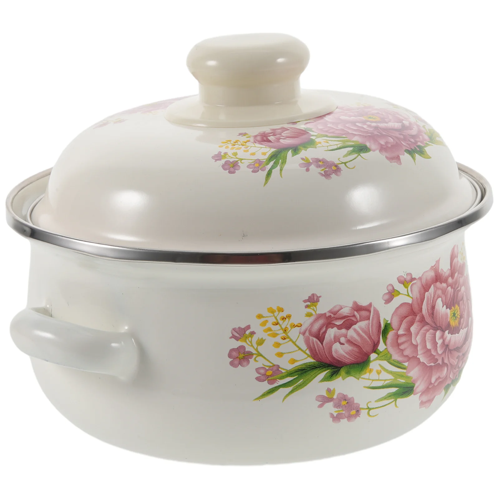 

Large Saucepan with Lid Double Ear Enamel Soup Pot Practical Stock Bakeware Delicate Stew Binaural Chinese Medicine Child