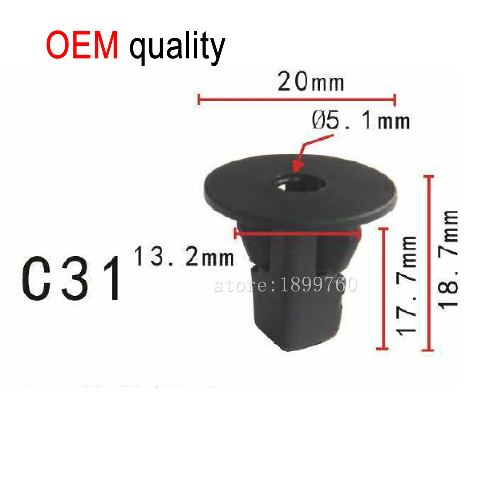 Lot De 50 Clips De Fixation Noirs Pour Toyota/Lexus - Référence 90189-06013, 96706-W100 | Pour Pare-boue, Pare-chocs, Garnitures