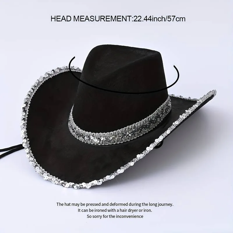 Women Summer Fashion Solid Party Sequin Elegant Top Hat Adjustable Length Glitter Shining Hat 1 Piece fashion hat