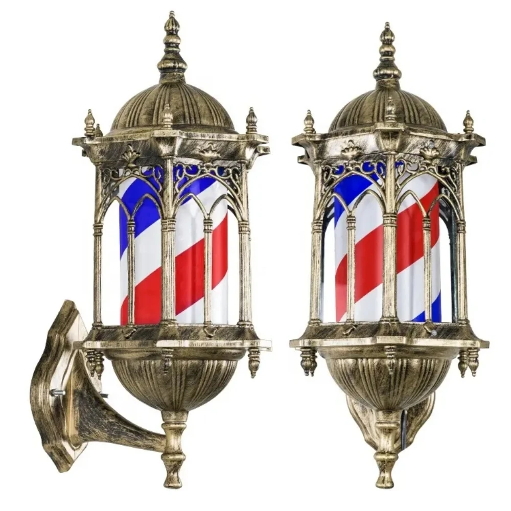 Barber Pole Light Salon Barber Shop Pole Light Rosso Bianco Blu Strisce Rotanti Led Light Wall Mount Barbershop Open Sign