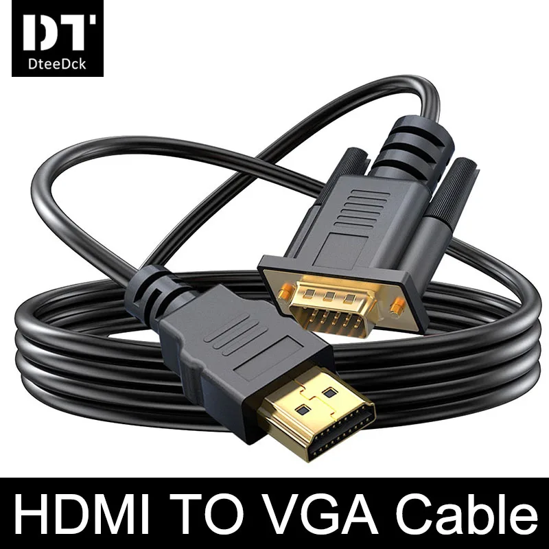 

DteeDck HDMI Male to VGA Male Digital to Analog HDMI-Compatible to VGA Active Connector Cord 1080P 60Hz for Computer Laptop