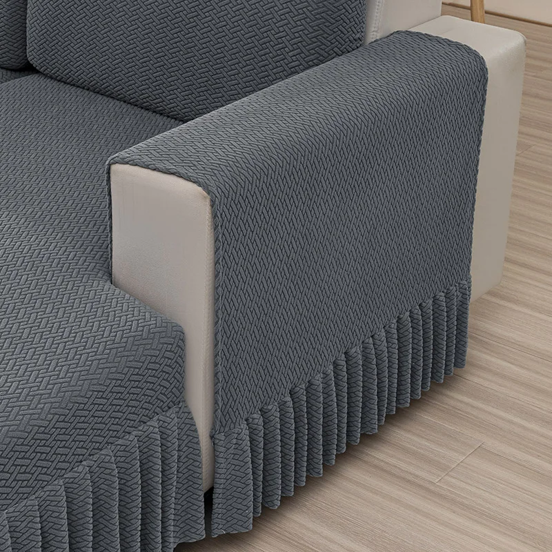 Stretch Jacquard Armrest Covers Spandex Armrest Cover for Chair/Sofas, Furniture Protector Armchair Slipcovers for L-shape Sofa 6