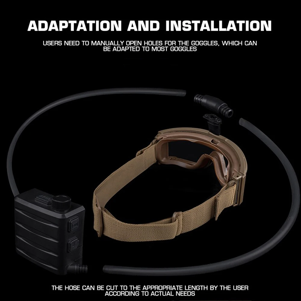 tactical goggles safety goggles airsoft goggles defogger Tactical Goggles Defogging Fan Outdoor Hunting Shooting Airsoft Goggle Anti-fog Kit Hiking Ski Motorcycle Safety Protection Gear