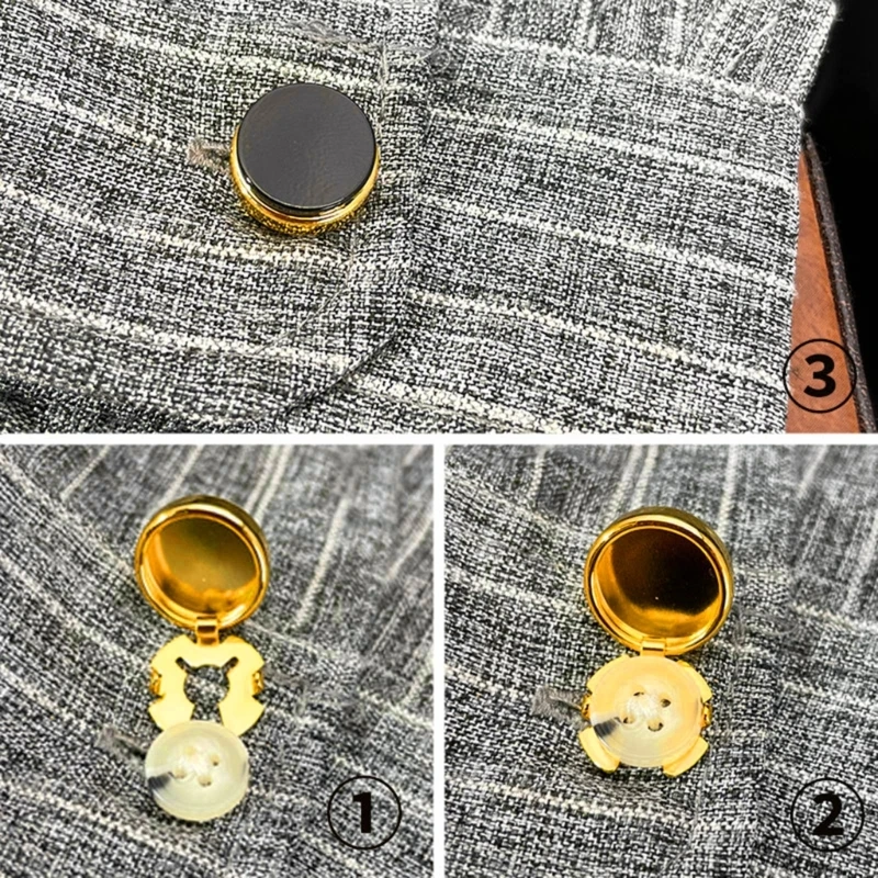 Brass Round Cuff Button Covers - 10pcs Imitation Cufflinks for Mens Formal Shirts and Weddings