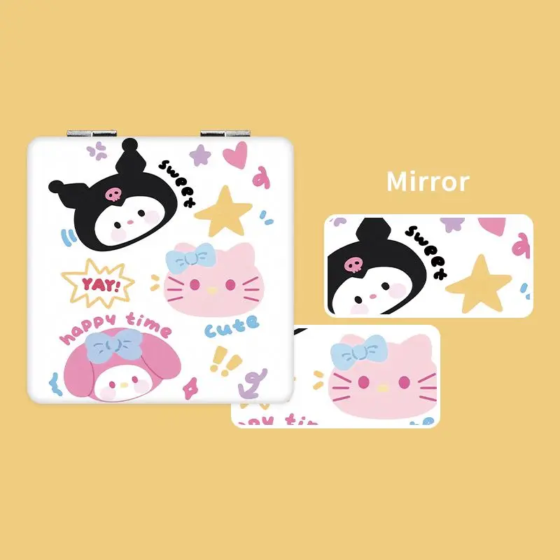 

Sweet Sanrio Portable Makeup Mirror Kawaii Hello Kitty Anime Student Cute Kuromi My Melody Cartoon Folding Mirror Gifts for Girl