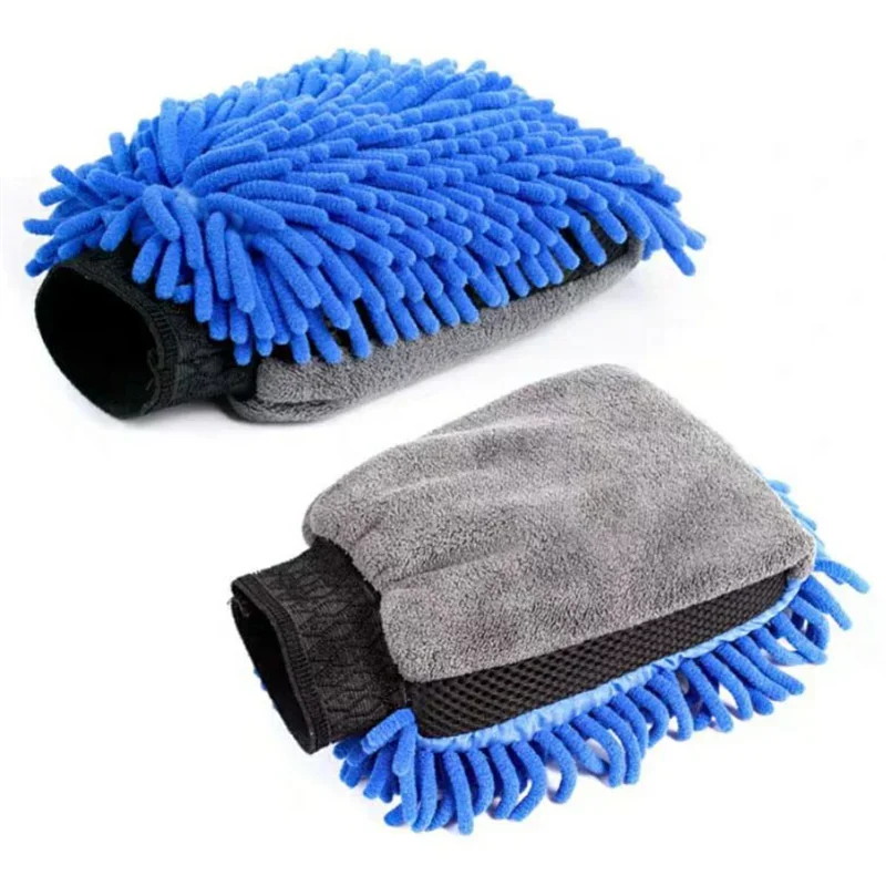 1-5 pcs Microfiber Car Wash Gloves Chenille Waterproof Mitt Soft Mesh Back Double-faced Glove Detailing Brush Car Cleaning Tool