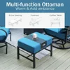 8 PCS Patio Furniture Set，Fire Pit Table,Metal Outdoor，1 x 3-Seat Bench Sofa,2 x Swivel Sofa Chairs,2 x Leg Chair & 2 x Ottoman 3