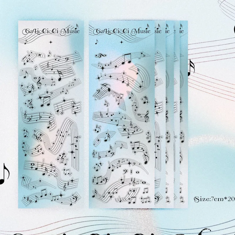 

1Pc Korea Hot Silver Sheet Music Symbols Laser Sticker Ins Diy PVC Material Scrapbooking Decorative Material Stickers Stationery