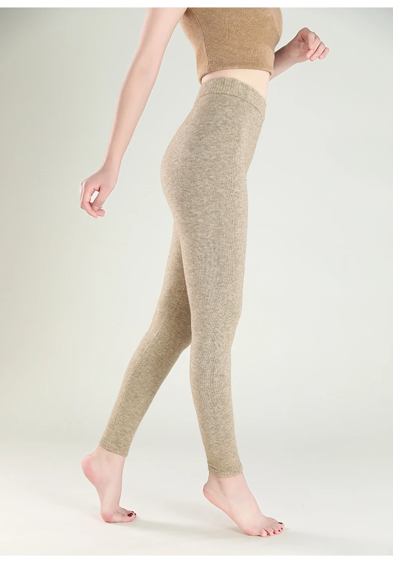 Wool Leggings Women – Slim Fit Autumn Winter Ankle Length Pants With Elastic Waist