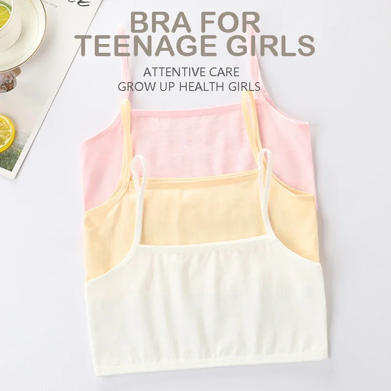 Kids Training Bra 3PCS Cotton Summer Children's Breast Care Girl Training Bra puberty 8-14 Years Kids Vest Teens Teenage Underwear Age 8-14