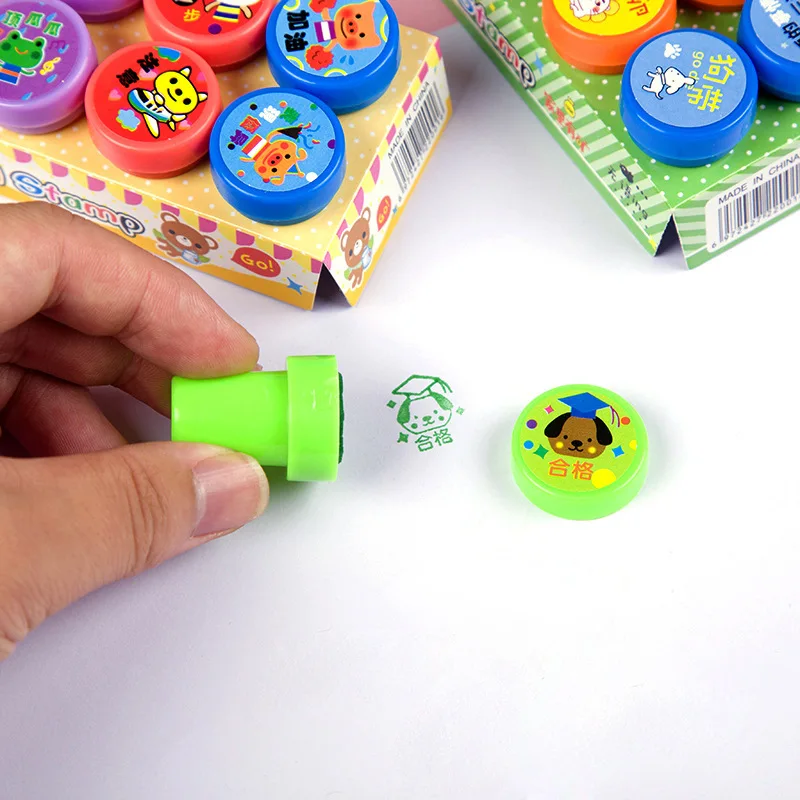 Assorted Stamps for Kids Self-ink Stamps Children Toy Smiley Face Seal DIY Painting Photo Album Decor Gift for Kids 10pcs self ink stamps