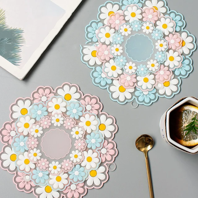 1 Db Szilikon Asztali Edények Szigetelő Szőnyege Hőkezelésű Tál Virág Stílusú Édes Placemat Otthoni Dekoráció Asztal - Image 4