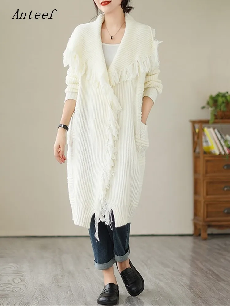 

oversized knitted vintage causal loose autumn winter woman cardigan sweater for women sweaters clothes 2023 sweter coat