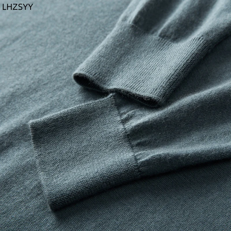 LHZSYY High-end Worsted 100%Pure Goat Cashmere Sweater Men's Thin Cashmere Pullover Business Leisure Long Sleeve Tops Knit Shirt