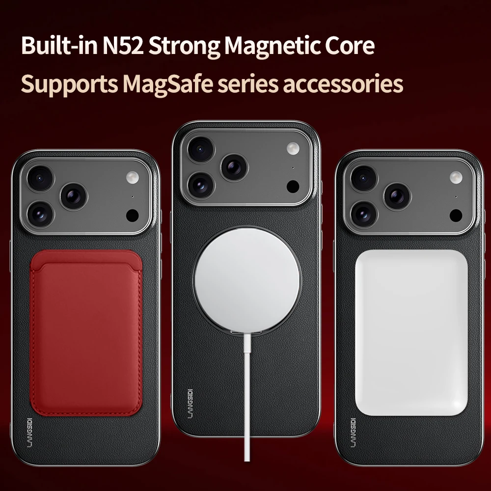 Luxurious Magnetic Leather Phone Case with Ring Holder and Lens Protection