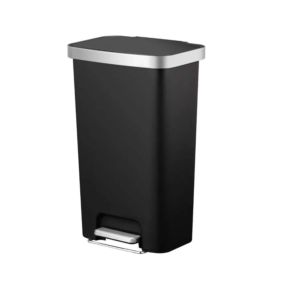 

11.9 Gallon Trash Can, Plastic Step On Kitchen Trash Can, Black kitchen trash bin trash can bathroom bin car trash can