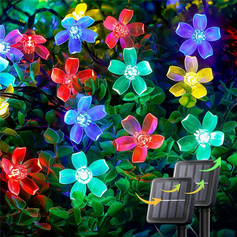 

Solar String Flower Lights Outdoor Waterproof 20/50 Cherry Blossom Garden Fence Patio Yard Christmas Tree Party LED Fairy Light
