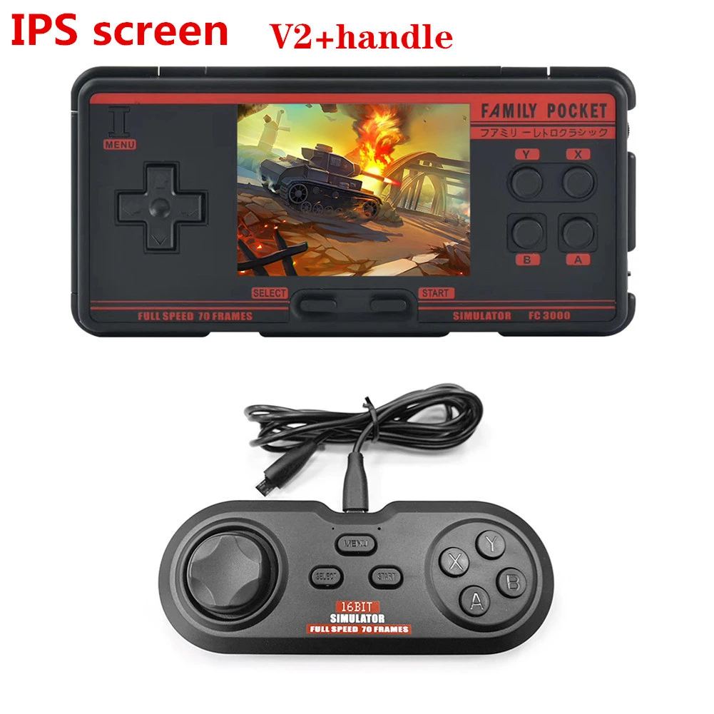 FC3000 V2 3.0 Inch IPS Screen Classic Handheld Gaming Console Built in 4000+ Games 10 Simulator Children Video Game Console