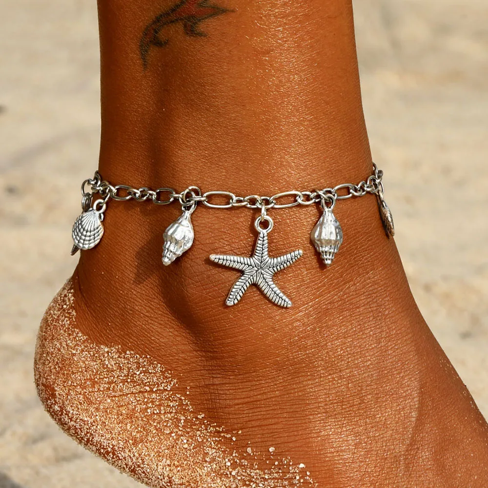 Vintage Star Pendant Anklets Women Ankle Bracelets