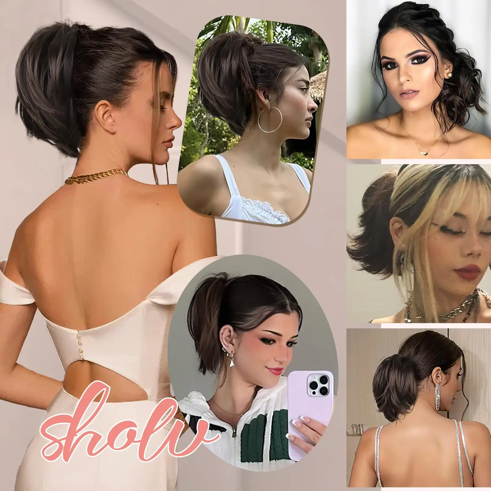Messy Bun Hair Piece Claw Clip In Hair Buns Piece For Women Straight Short High Ponytail Extension Tousled Updo For Girls hair bun extensions