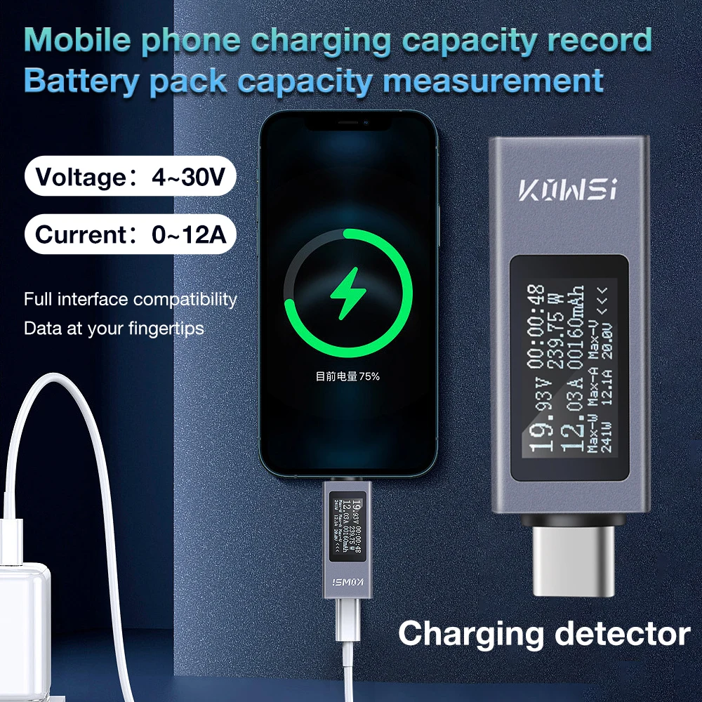 Type-C Charger Tester DC 4-30V 12A
