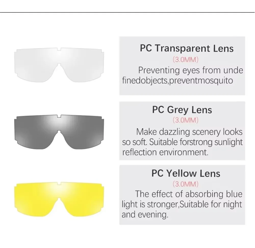 Tactical Goggles 3 Lens Windproof Dustproof Shooting Motocross Motorcycle Mountaineering Glasses CS Safe Protection