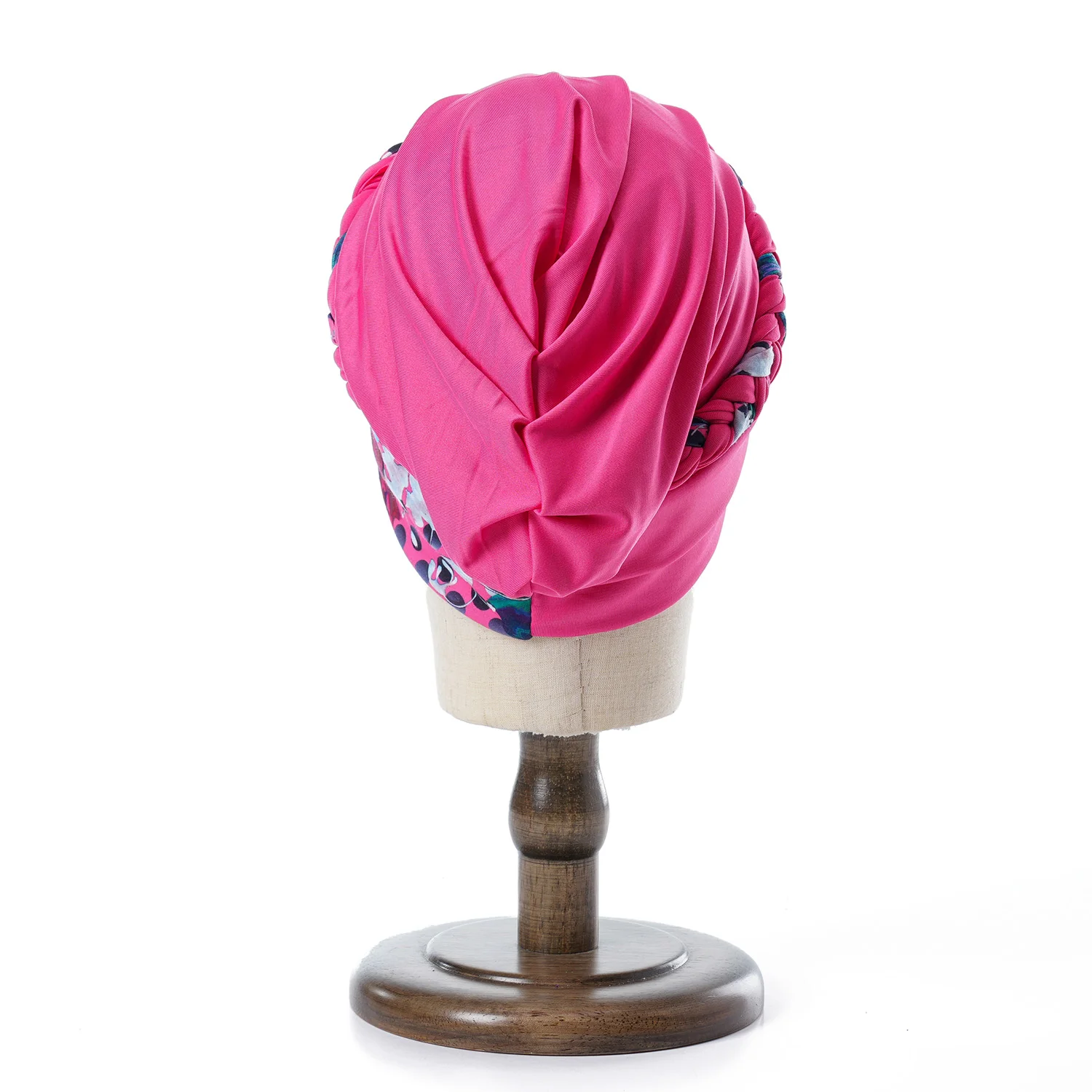 Boho Women Print Muslim Turban Scarf Braid Hijabs Cross Forehead Floral Headwear  Arab Wrap Head Scarf Hair Accessories Hat 5