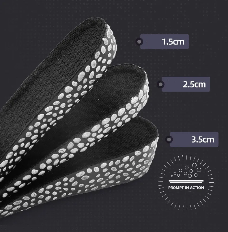 1.5-3.5 cm Comfort Invisible Height Increase Insoles Comfort Memory Foam Invisible Height Increased Insoles for Unisex Feet Care