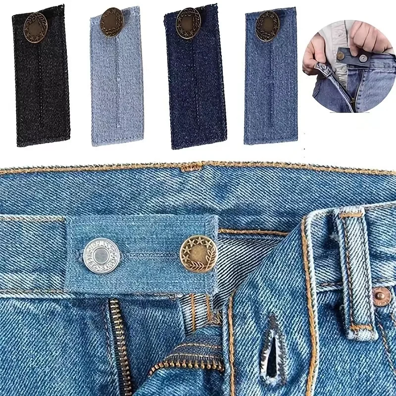 Multi Use Denim Extenders Elastic Extended Buttons Adjustable DIY Denim Clothes Fastener Jeans