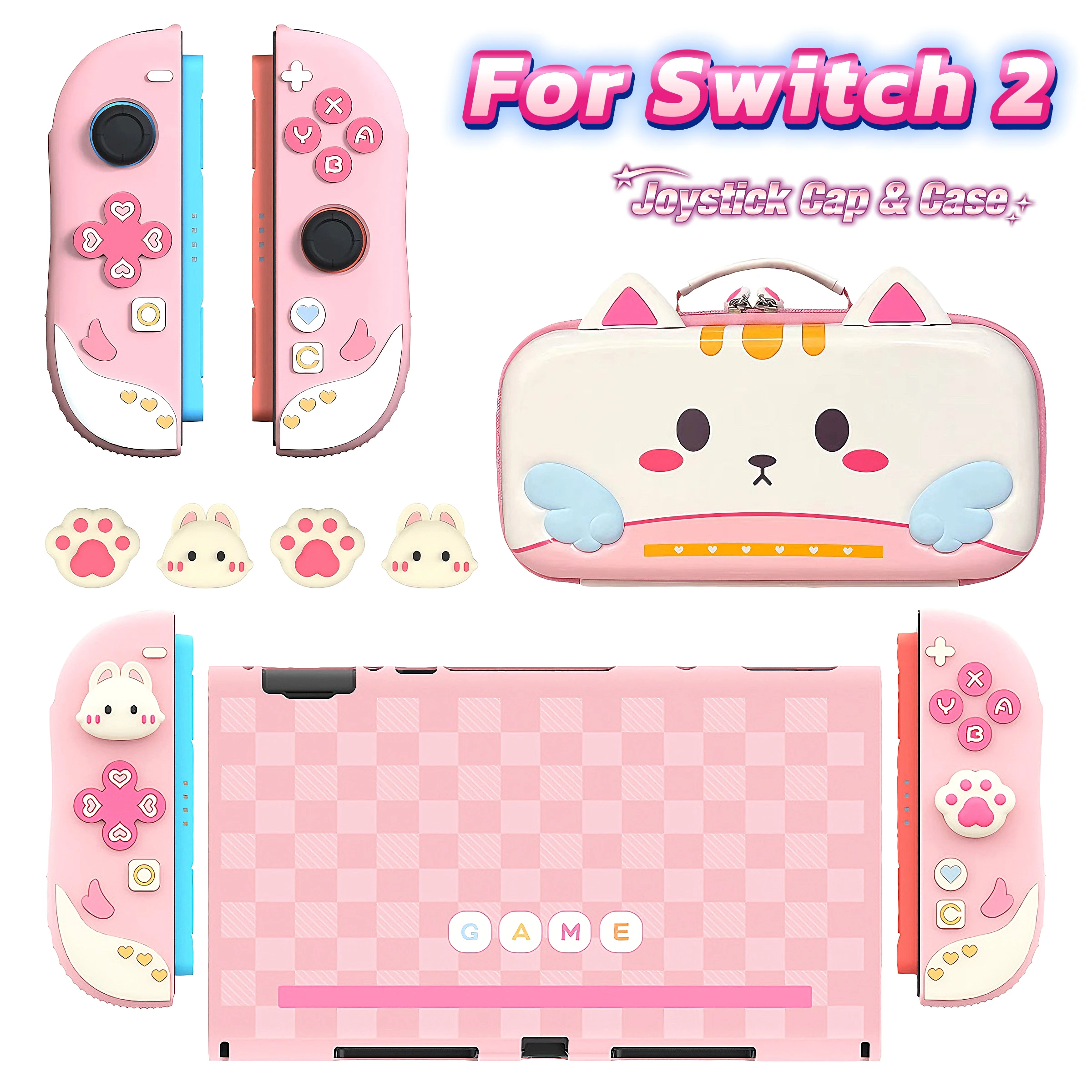 Adorable Bunny Protective Case with Shockproof Silicone Handle & Removable Back Cover Plus Storage Bag