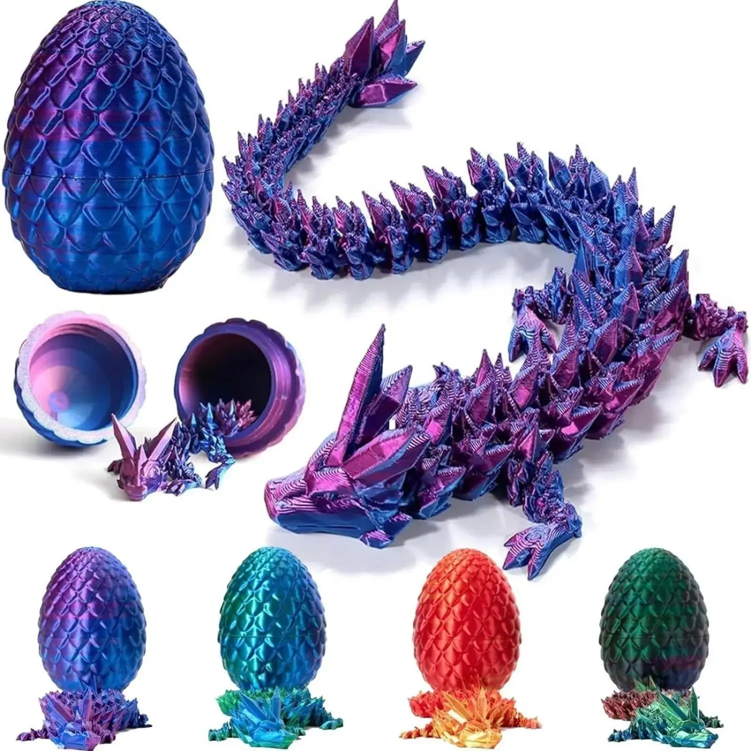 Creative Decompression Dragon Egg Chameleon Pendulum 3D Printed Toy Complete Set of Gifts Colorful Decoration