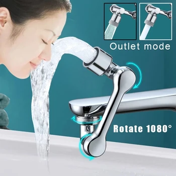 New Universal 1080° Rotation Extender Faucet Aerator Plastic Splash Filter Kitchen Washbasin Faucets Bubbler Nozzle Robotic Arm 1
